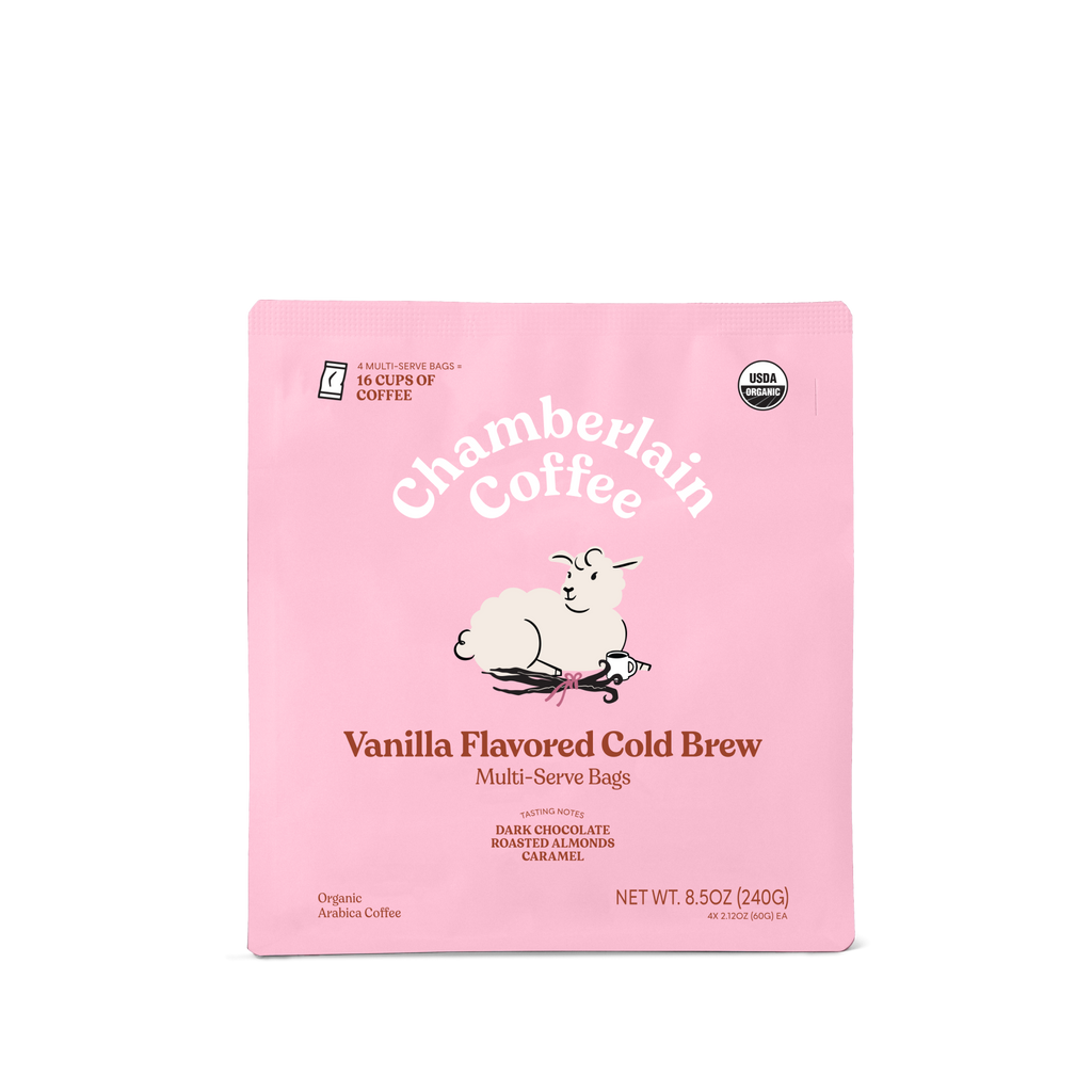 Organic Vanilla Cold Brew Elephant Large Coffee Bags  Product Shot Front